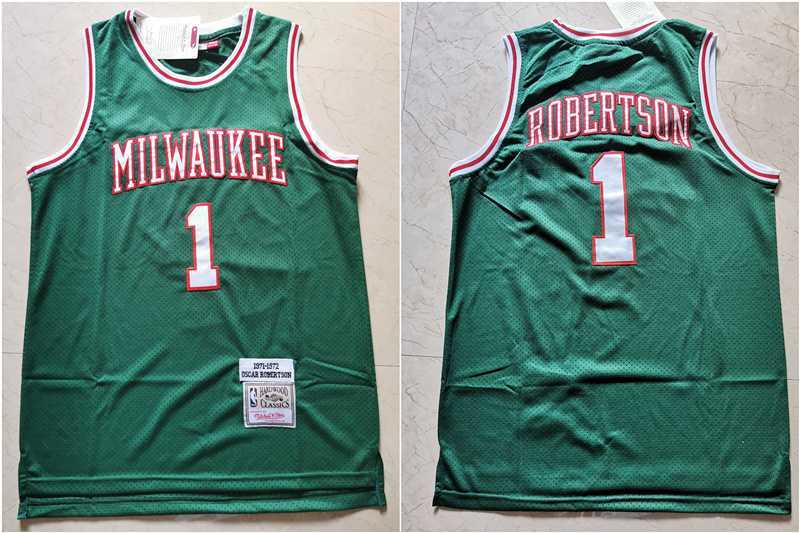 Bucks 1 Oscar Robertson Green 1971 72 Hardwood Classics Jersey,We sell and wholesale Bucks 1 Oscar Robertson Green 1971 72 Hardwood Classics Jersey on line form chian!
